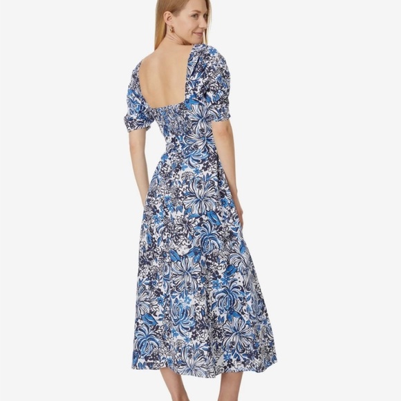 Lilly Pulitzer Blue and White Floral Midi Dress - Picture 3 of 7